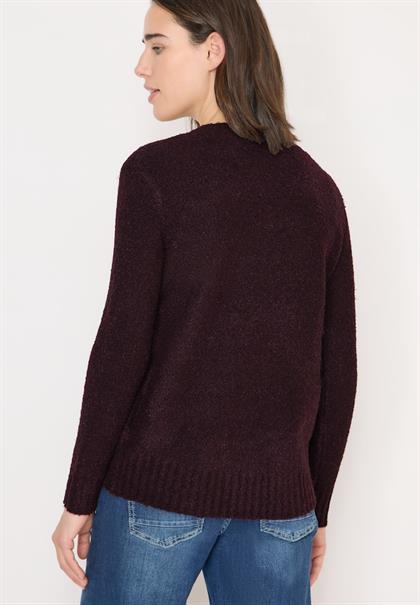 Bouclé V-Neck Pullover eggplant red