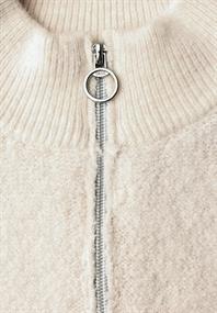 Bouclé Weste mit Reißverschluss oat milk beige melange