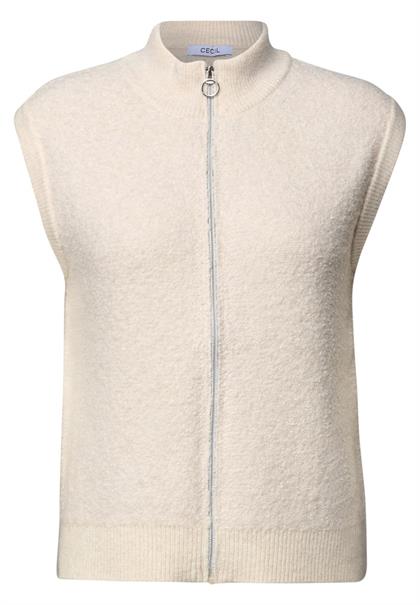 Bouclé Weste mit Reißverschluss oat milk beige melange