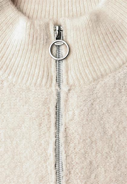 Bouclé Weste mit Reißverschluss oat milk beige melange