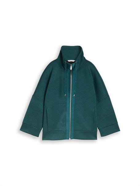 Boxy Fit Scuba Sweatjacke deep meadow green melange