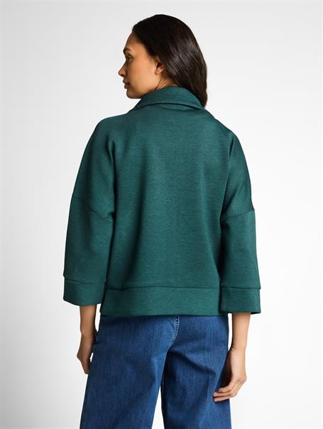 Boxy Fit Scuba Sweatjacke deep meadow green melange