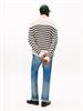 BRETON COTTON STRIPE MOCK NECK oatmilk htr-desert sky
