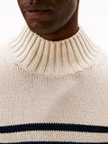 BRETON COTTON STRIPE MOCK NECK oatmilk htr-desert sky