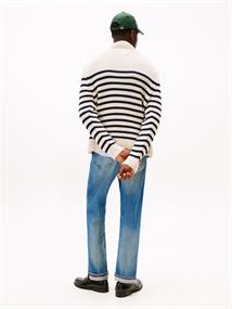 BRETON COTTON STRIPE MOCK NECK oatmilk htr-desert sky
