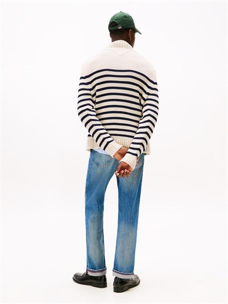 BRETON COTTON STRIPE MOCK NECK oatmilk htr-desert sky