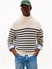 BRETON COTTON STRIPE MOCK NECK oatmilk htr-desert sky