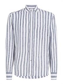 BRETON LINEN STRIPE CF SHIRT optic white - carbon navy