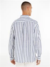 BRETON LINEN STRIPE CF SHIRT optic white - carbon navy