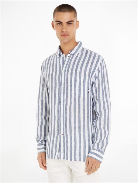 BRETON LINEN STRIPE CF SHIRT optic white - carbon navy