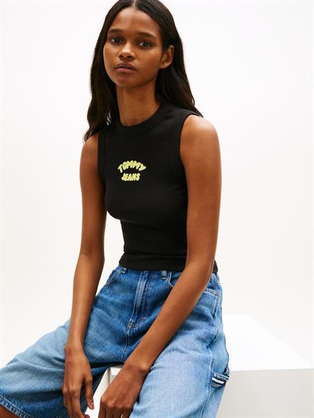 Bubble Logo Slim Tank Top black