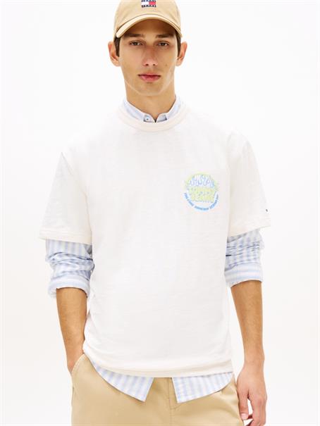 Bubble Logo Textured Jersey Relaxed T-Shirt ancient white