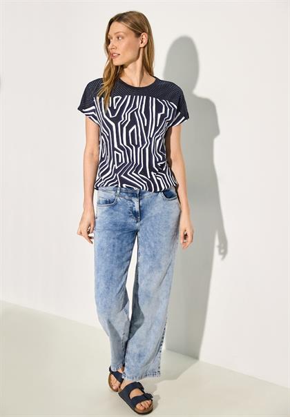 Burn-Out Print T-Shirt universal blue