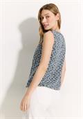 Burn-Out Print Top dark petrol blue