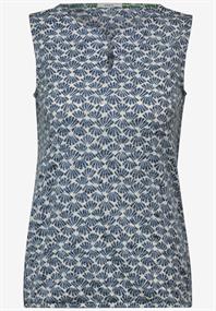 Burn-Out Print Top dark petrol blue