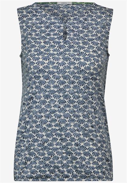 Burn-Out Print Top dark petrol blue