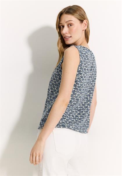Burn-Out Print Top dark petrol blue