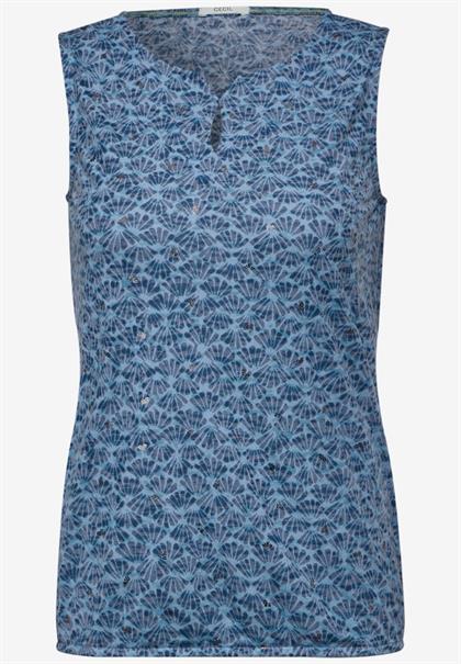 Burn-Out Print Top easy blue