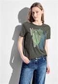 Burn Out T-Shirt mit Print cool khaki