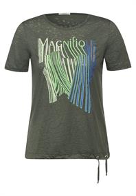 Burn Out T-Shirt mit Print cool khaki