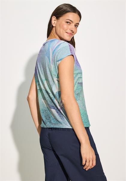 Burn-Out T-Shirt mit Print fir green