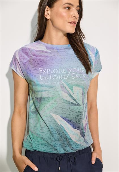 Burn-Out T-Shirt mit Print fir green