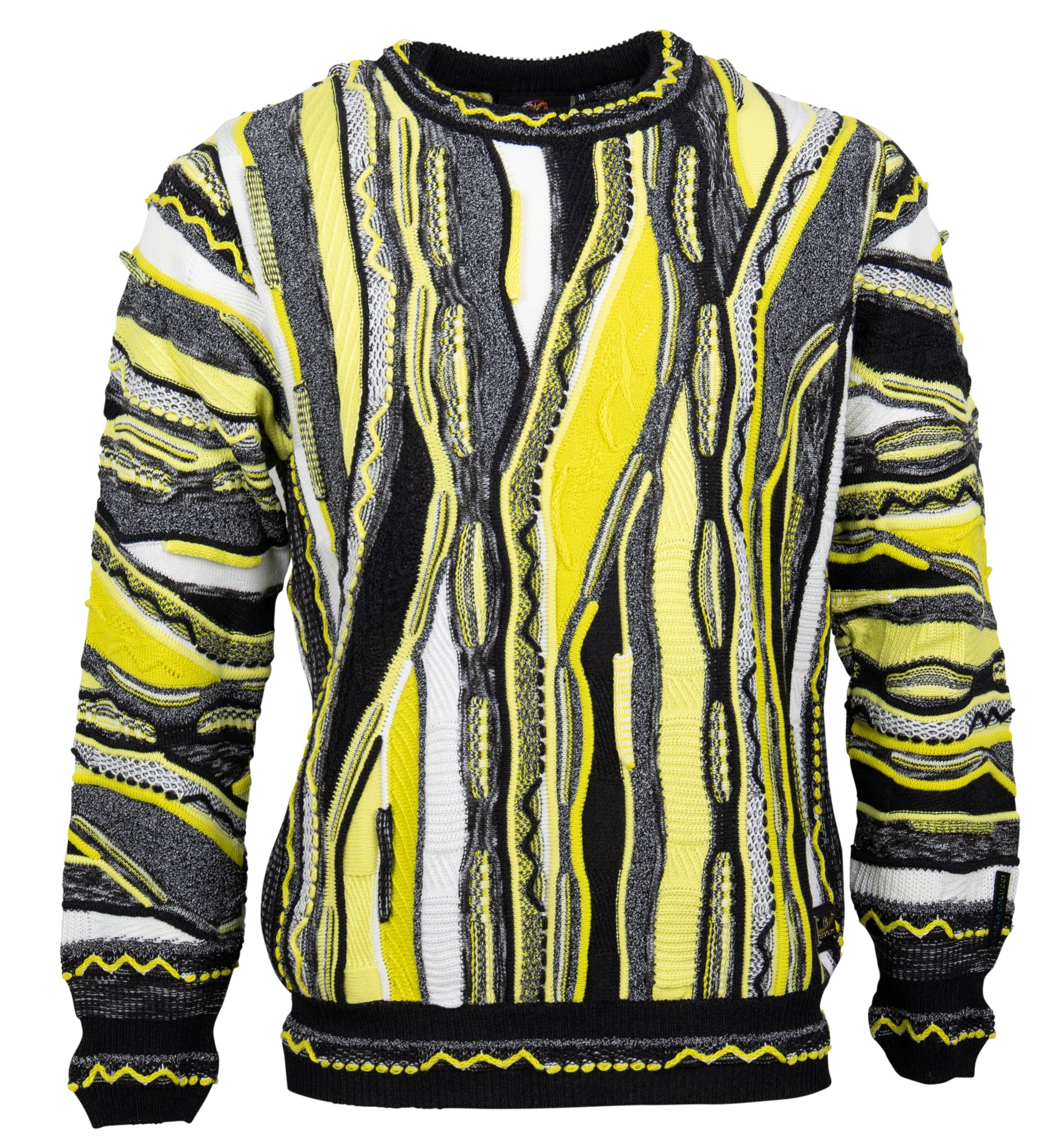 Carlo Colucci Herren Pullover C10909 Gelb - jacquard
