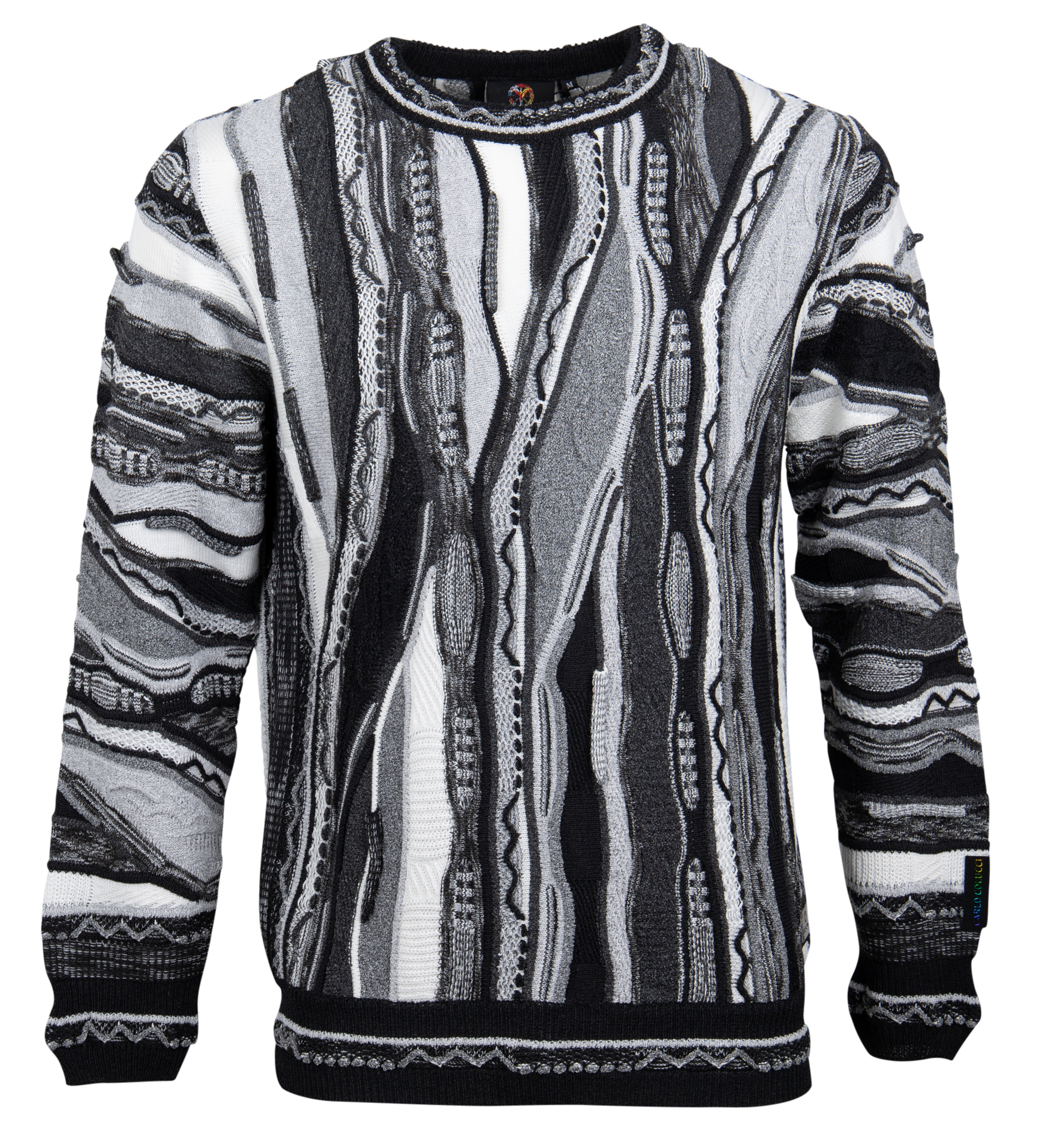 Carlo Colucci Herren Pullover C10909 Schwarz - jacquard