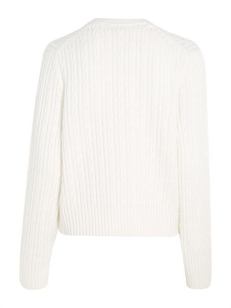 CABLE ALL OVER V-NK SWEATER ecru