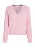 CABLE ALL OVER V-NK SWEATER iconic pink