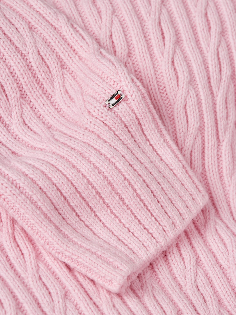 Tommy Hilfiger Damen Pullover CABLE ALL OVER V-NK SWEATER ecru  