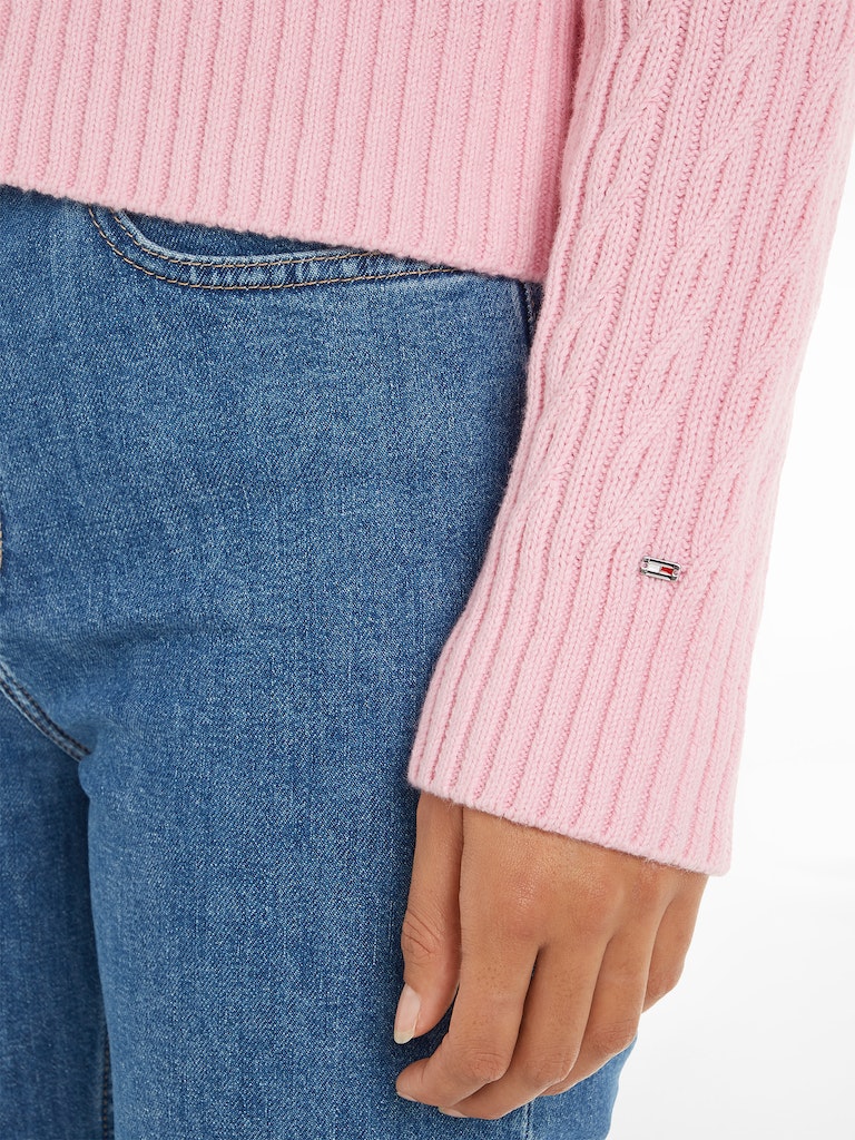 Tommy Hilfiger Damen Pullover CABLE ALL OVER V-NK SWEATER ecru  
