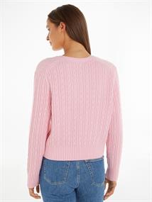 CABLE ALL OVER V-NK SWEATER iconic pink