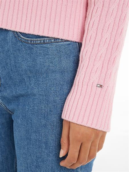 CABLE ALL OVER V-NK SWEATER iconic pink