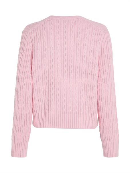 CABLE ALL OVER V-NK SWEATER iconic pink