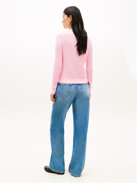 Cable Knit Crew Neck Jumper classic pink