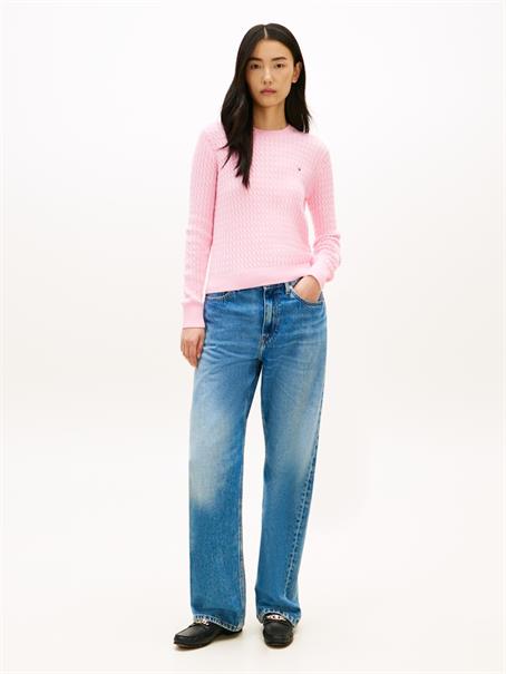 Cable Knit Crew Neck Jumper classic pink