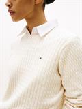 Cable Knit Crew Neck Jumper heather ivory petal