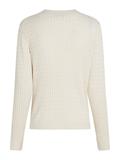 Cable Knit Crew Neck Jumper heather ivory petal