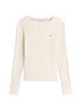 Cable Knit Crew Neck Jumper heather ivory petal