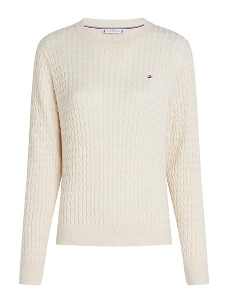 Cable Knit Crew Neck Jumper heather ivory petal