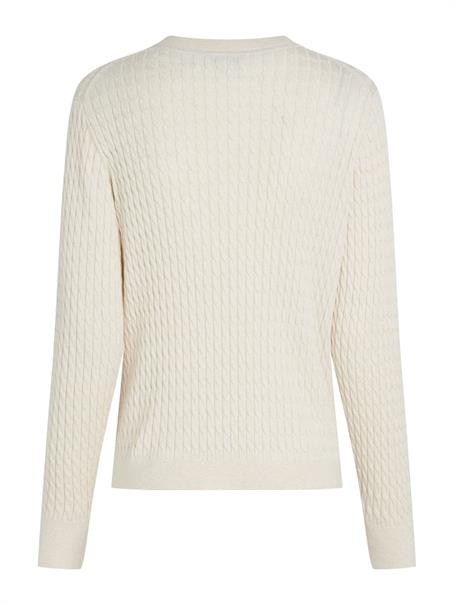 Cable Knit Crew Neck Jumper heather ivory petal