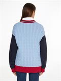 CABLE MIX V-NK CARDIGAN moon blue