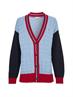 CABLE MIX V-NK CARDIGAN moon blue