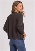 Cadigan mit V-Neck und Knopfleiste black coffee mel.