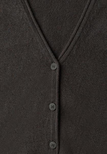 Cadigan mit V-Neck und Knopfleiste black coffee mel.