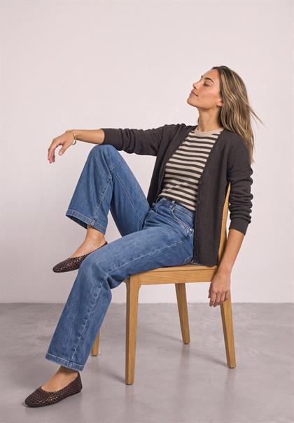 Cadigan mit V-Neck und Knopfleiste black coffee mel.