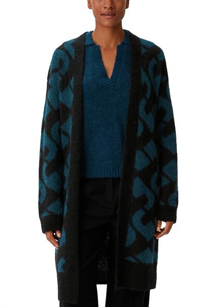Cardigan aus Alpakamix mit Wolle petrol