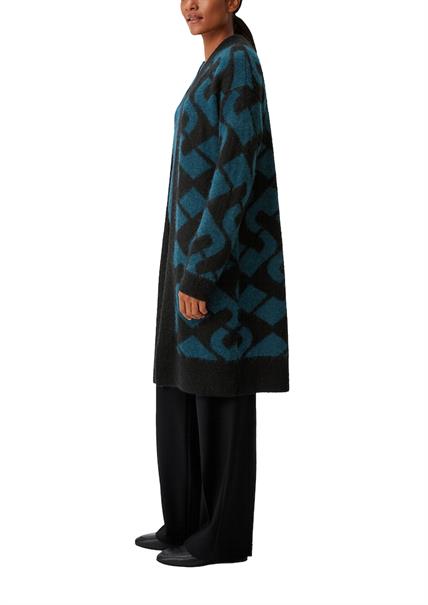 Cardigan aus Alpakamix mit Wolle petrol