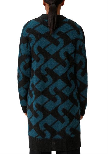 Cardigan aus Alpakamix mit Wolle petrol